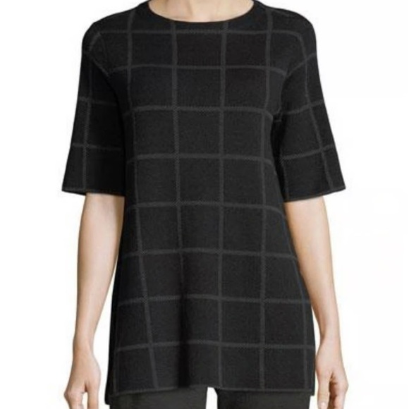 Eileen Fisher Black Boxy 3/4 Sleeve Tunic - Picture 1 of 8